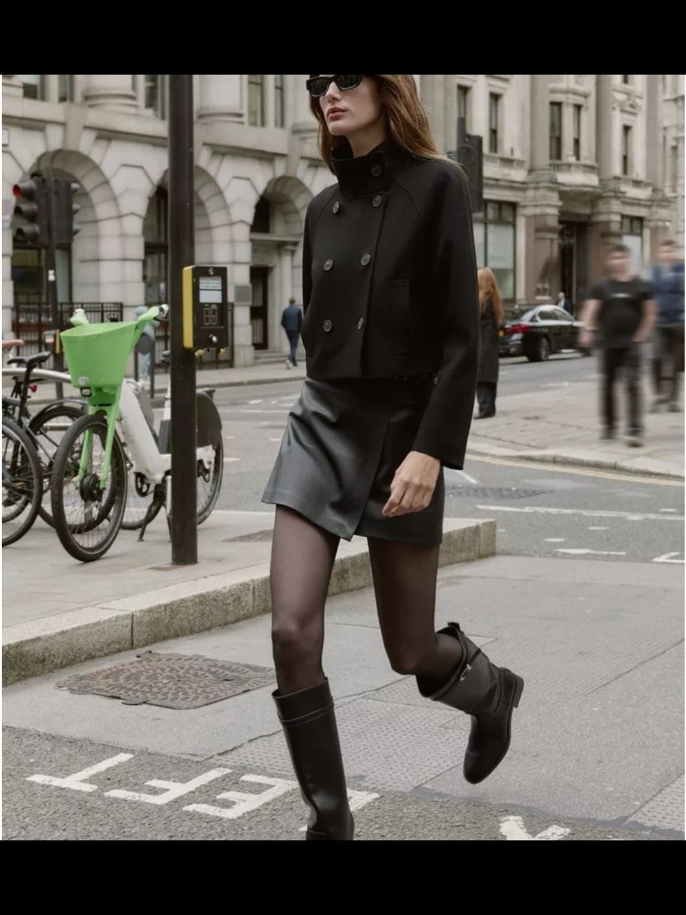 Zara Black Faux-Leather Skort